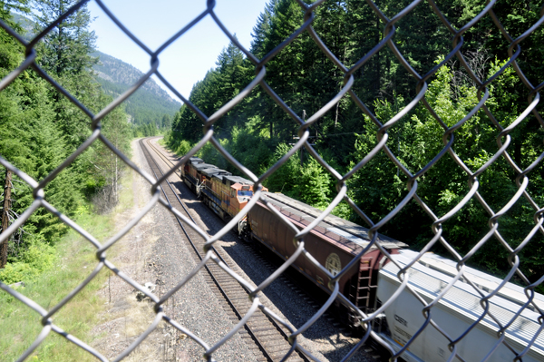 the train exiting the bridge