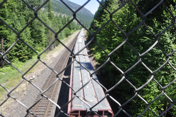 the train exiting the bridge