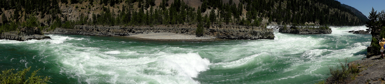 panorama of Kootenai River and Kootenai Falls