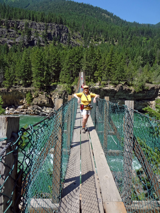 Karen Duquette on the swinging bridge