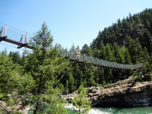 Karen Duquette on the swinging bridge