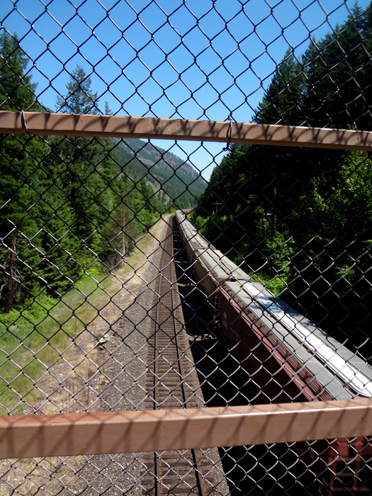 the train going under the bridge