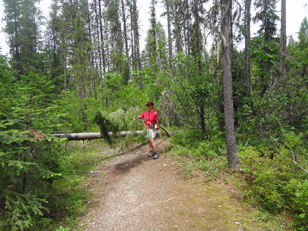 Karen Duquette plays with a tree that bounces