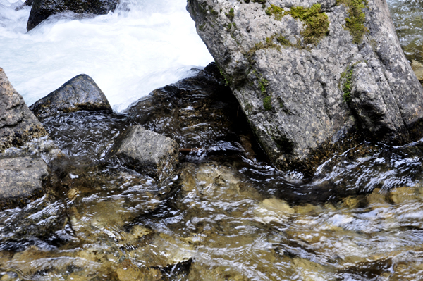 clear water running over the rocks