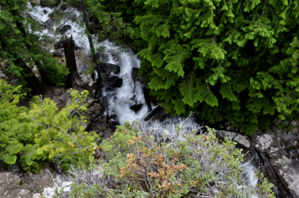 view of the Lower Granite Creek Falls from the Upper Lookout