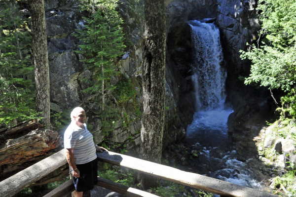 Lee viewing Christine Falls at Mt Rainier NP