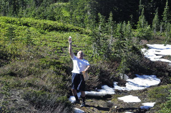 Lee Duquette throws a snowball at Karen