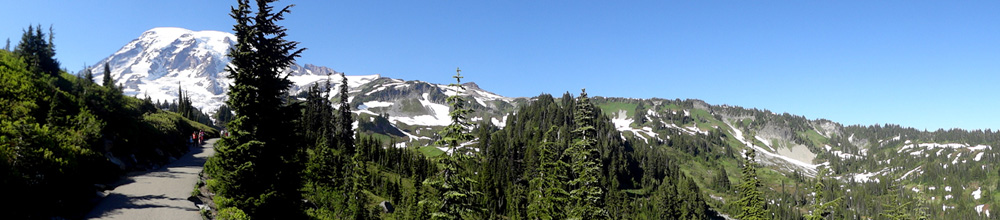 Myrtle Falls trail and Mount Rainier