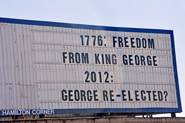 billboard with movie marquee-style letters