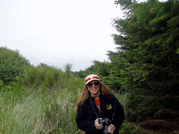 Karen Duquette on the path to the beach in Ocean City, Washington