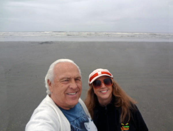 the two RV Gypsies on the beach off the Thousand Trails park in Ocean City