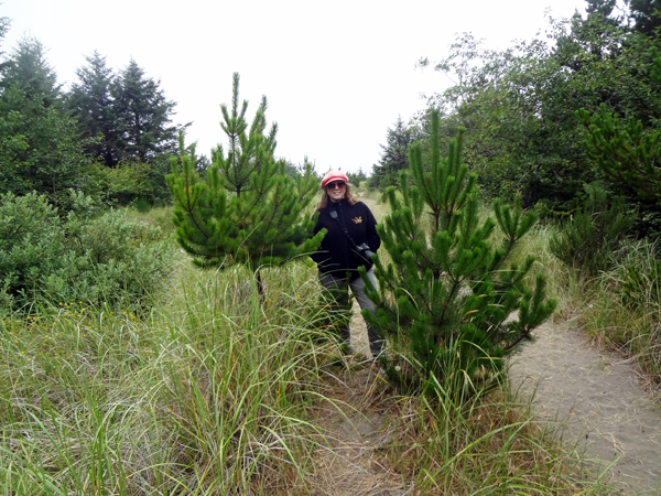 Karen Duquette on the trail from the campground to the ocean.