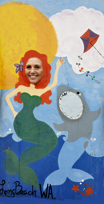 mermaid flying a "whale" kite