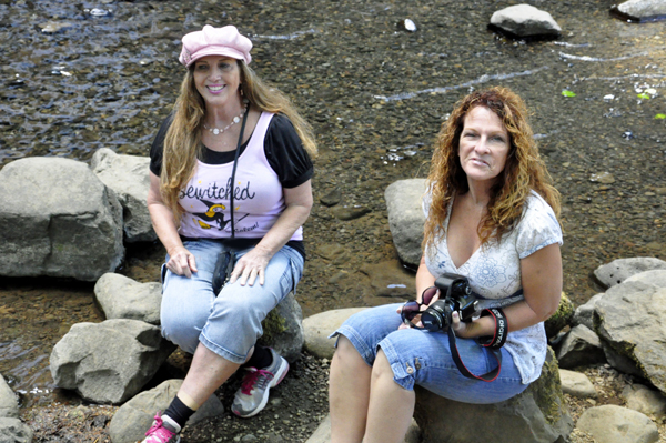 Karen Duquette and her siister Ilse at Horsetail Falls in Oregon