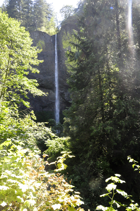 View of Latourell Falls from the bridge in the parking lot