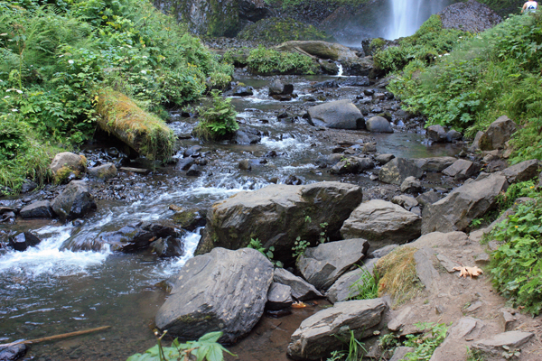 view of the creek from the bridge