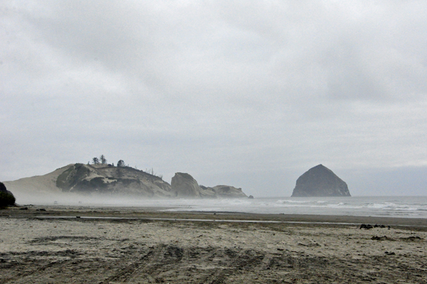 Haystack Rock on a very foggy day