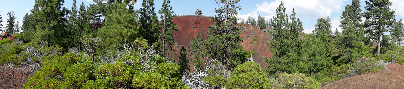 A cinder covered trail encircles the rim of the cone 