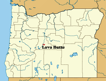 map of Oregon showing location of Lava Butte