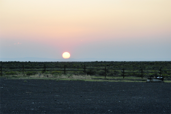 sunset right behind the RV of the two RV Gypsies