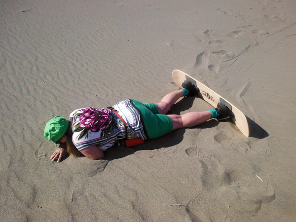 Karen's second try and she ends up face down in the sand