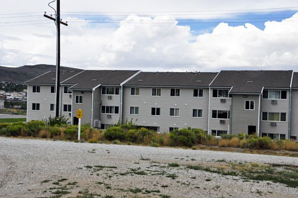 the apartments as seen from the yard of the two RV Gypsies