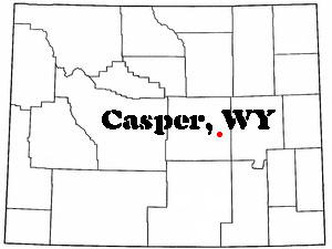 map of Wyoming showing location of Casper