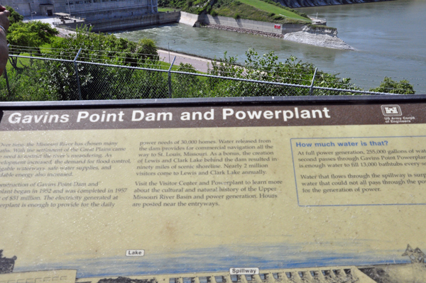 sign about Gavins Point Dam