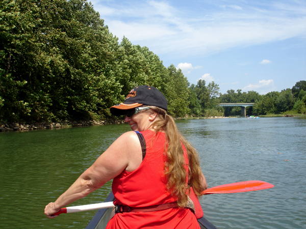 Karen Duquette in the canoe