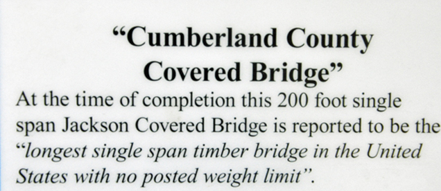 sign about the Cumberland County Covered Bridge