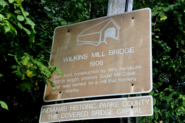Wilkins Mill Covered Bridge sign