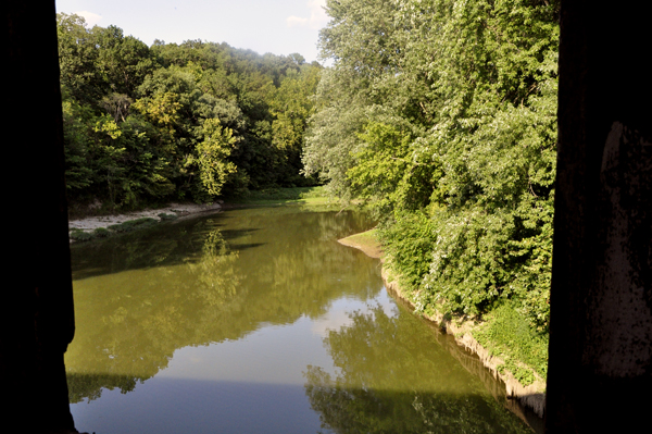 view of Sugar Creek from The West Union Covered Bridge