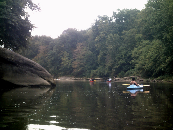 Karen Duquette kayaking Sugar Creek