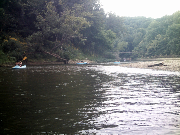 Approaching the suspension bridge