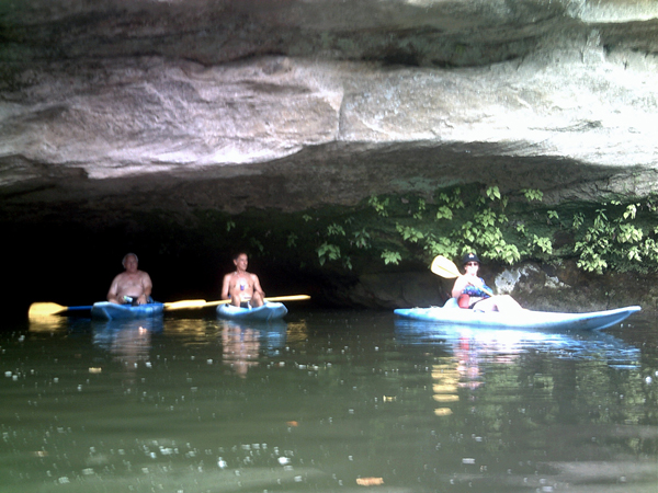 Lee, Terry and Karen under the cave