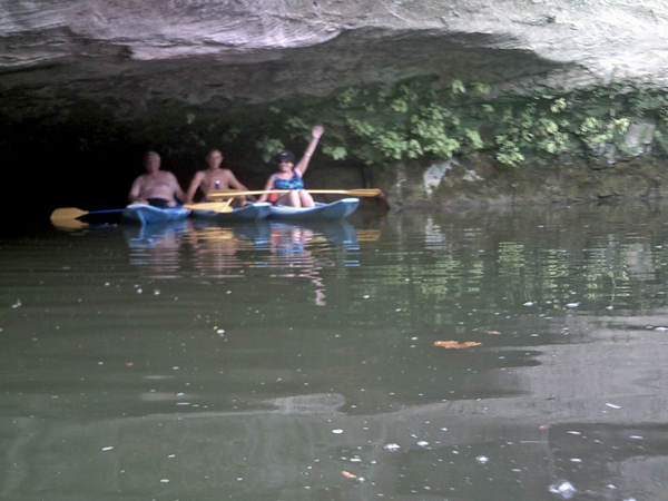 Lee, Terry and Karen under the cave