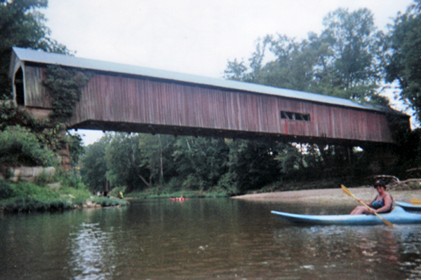 approaching?Cox Ford Covered Bridge