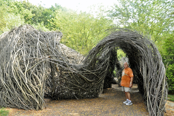 Lee Duquette in the twig maze