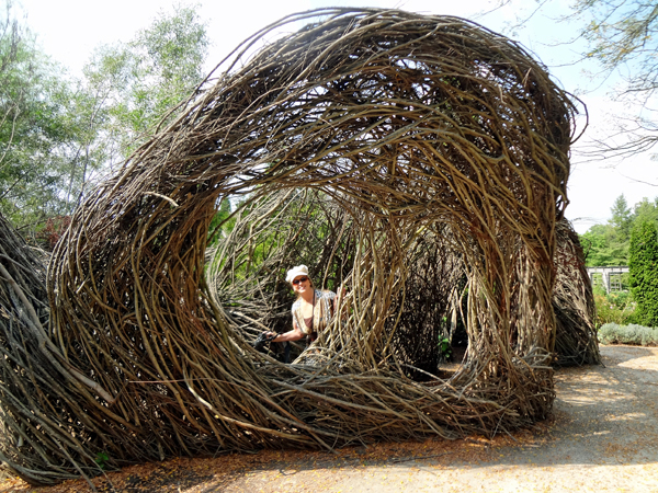 Karen Duquette in the twig maze