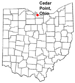 Ohio map showing location of Cedar Point