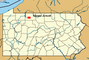 map of Pennsylvania showing location of Mt. Jewett