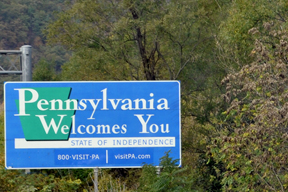 Welcome to Pennsylvania sign