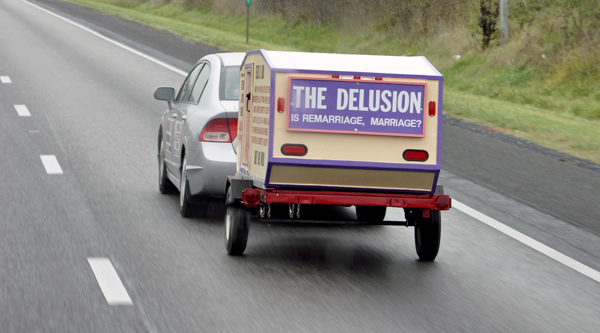 interesting sign on a trailer