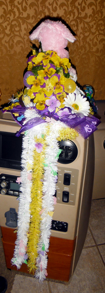 back of Karen Duquette's Easter Bonnet