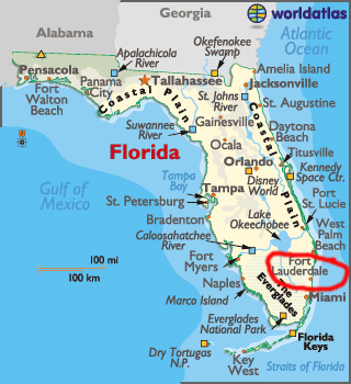 Florida map showing Broward County