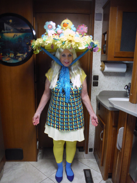 Karen Duquette in her Easter bonnet