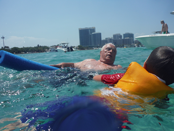 Lee Duquette and Anthony in the water