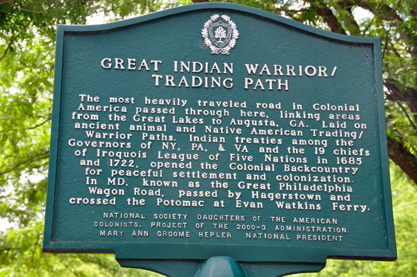 sign about the Great Indian Warrior Trading Path