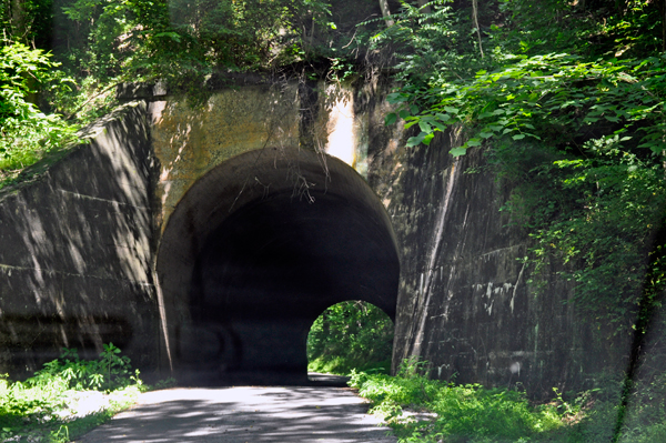 one-lane tunnel that was flooded