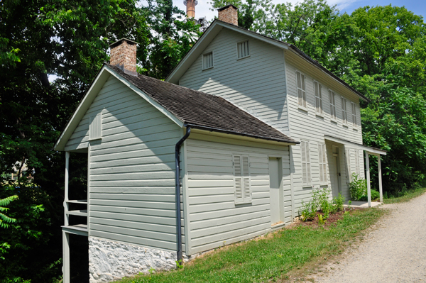 Lock 44 and its two-story wood frame lockhouse